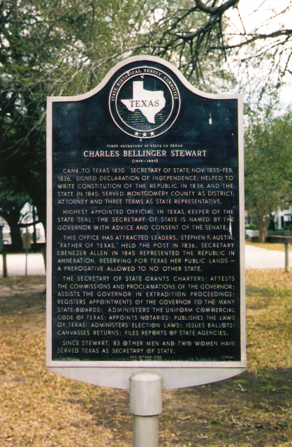Charles B. Stewart Texas State Historical Marker Montgomery